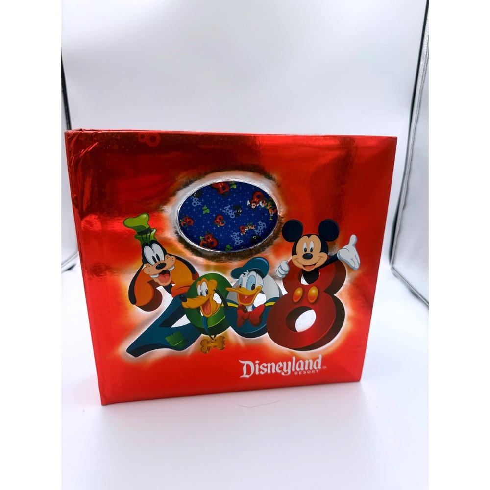 Official Disneyland Resort 2008 Photo Album 3 Ring Binder Red Foil Mickey Goofy